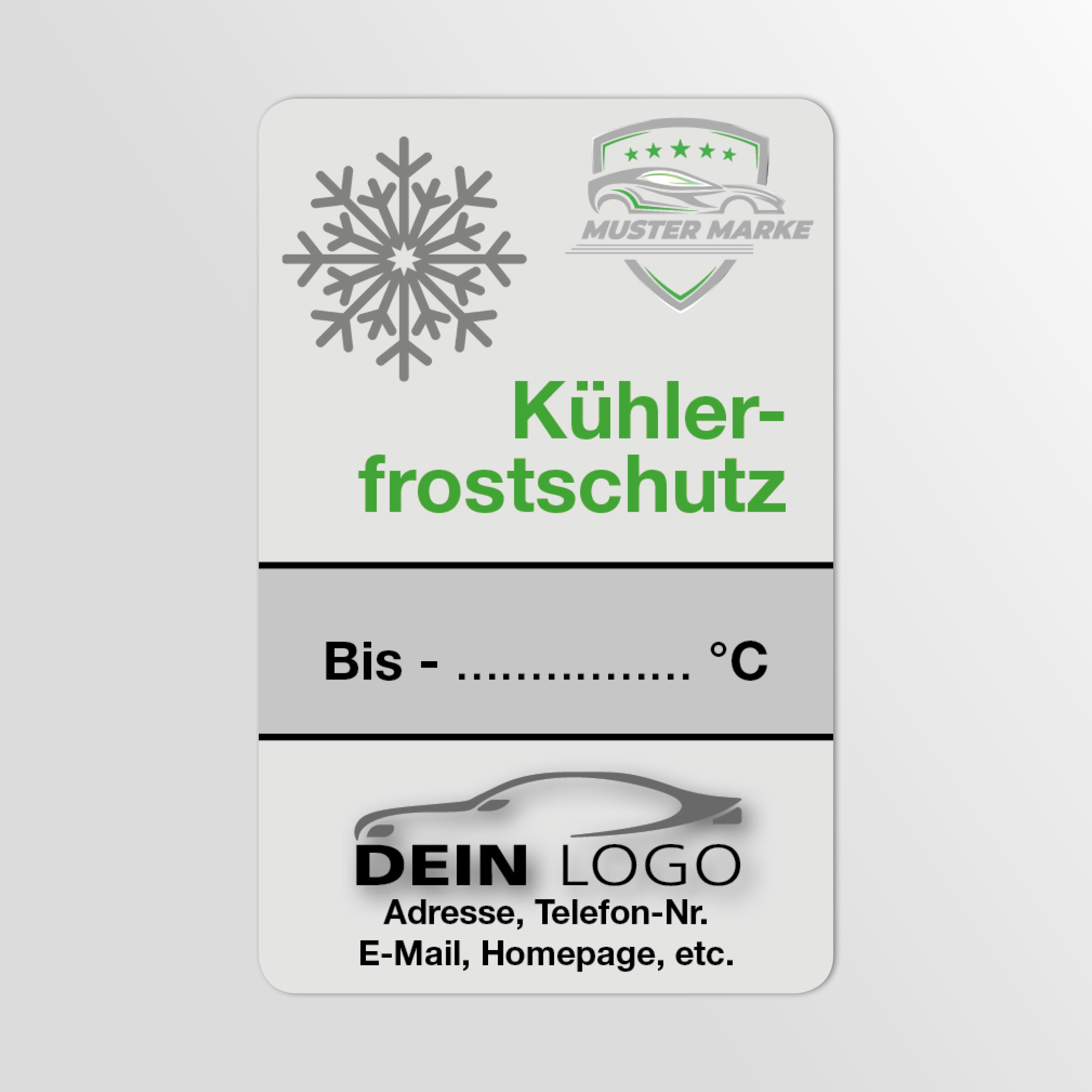 KFZ-Ku¨hlerfrostschutz-Aufkleber Grau 75 Stück Markenlogo & Firmenlogo