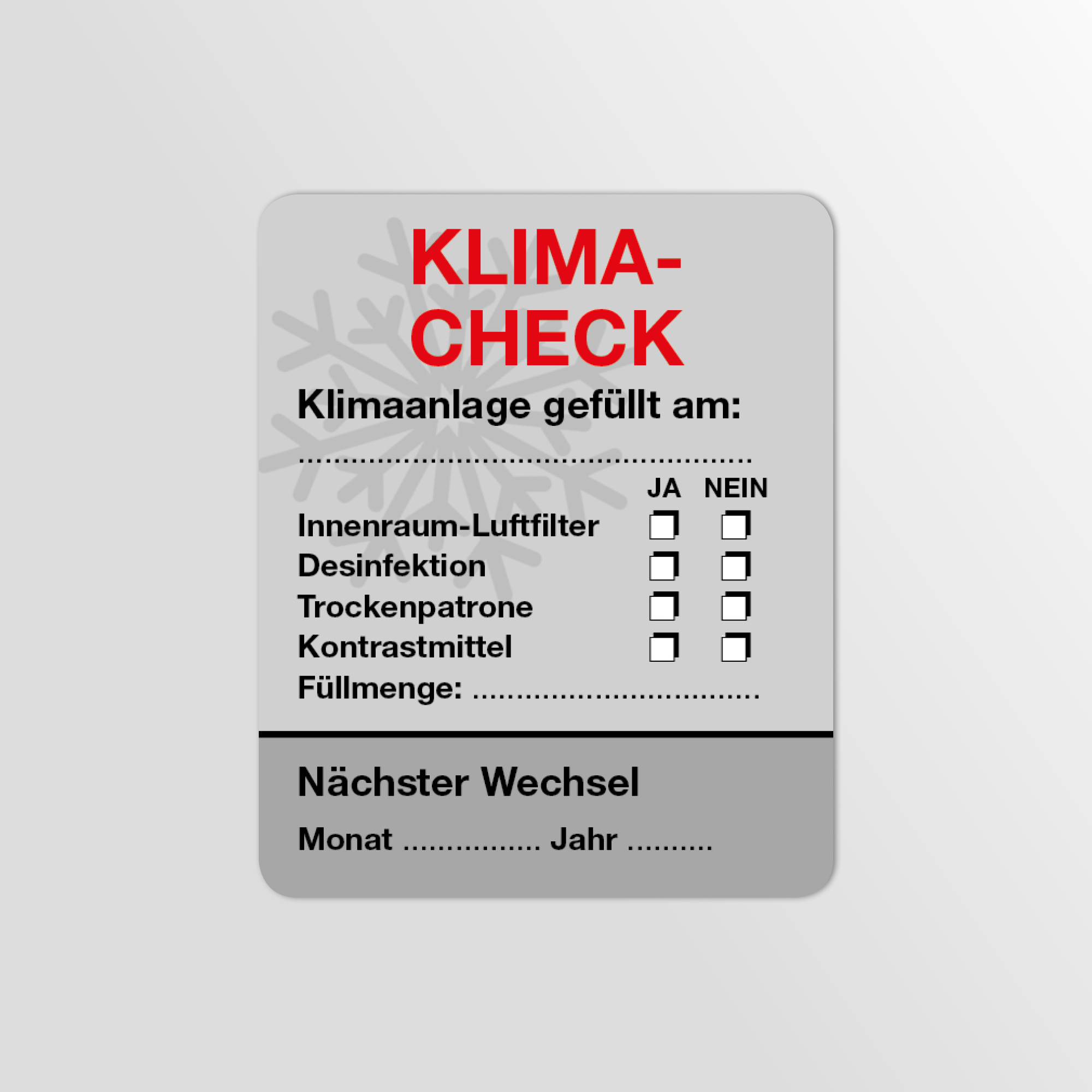 KFZ-Klima-Aufkleber Dunkel-Grau 75 Stück Blanko