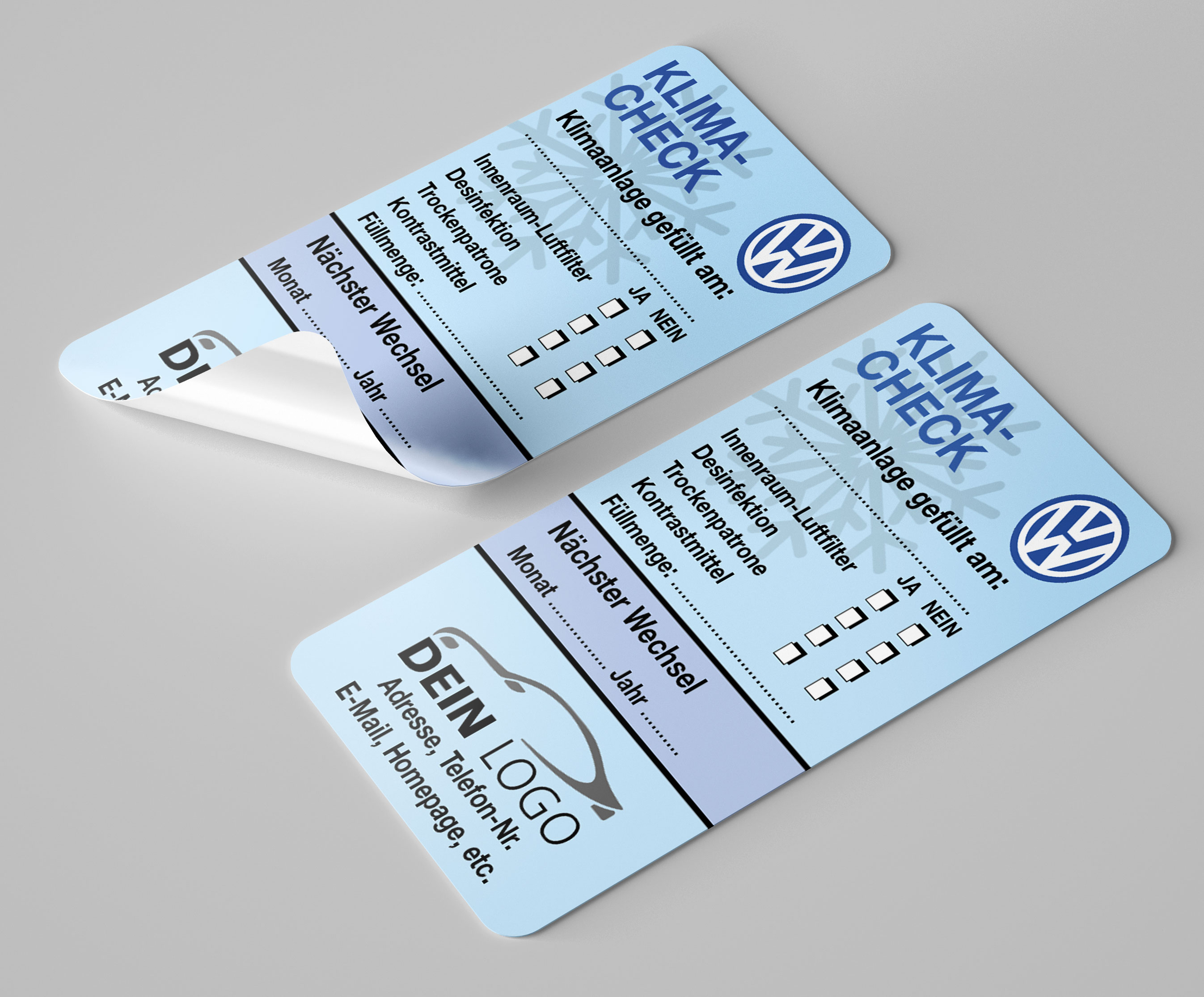 KFZ-Klima-Aufkleber Blau 150 Stück Markenlogo & Firmenlogo