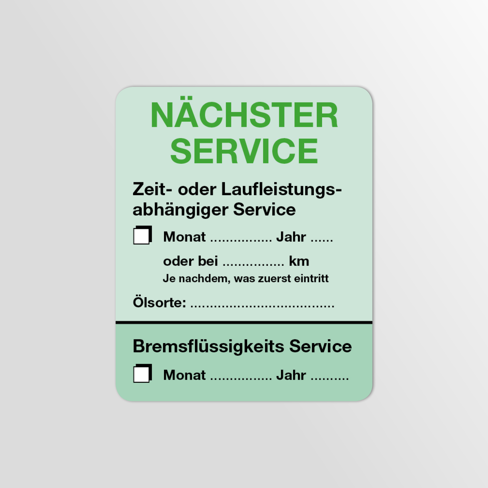 KFZ-Service-Aufkleber Grün 1000 Stück Blanko