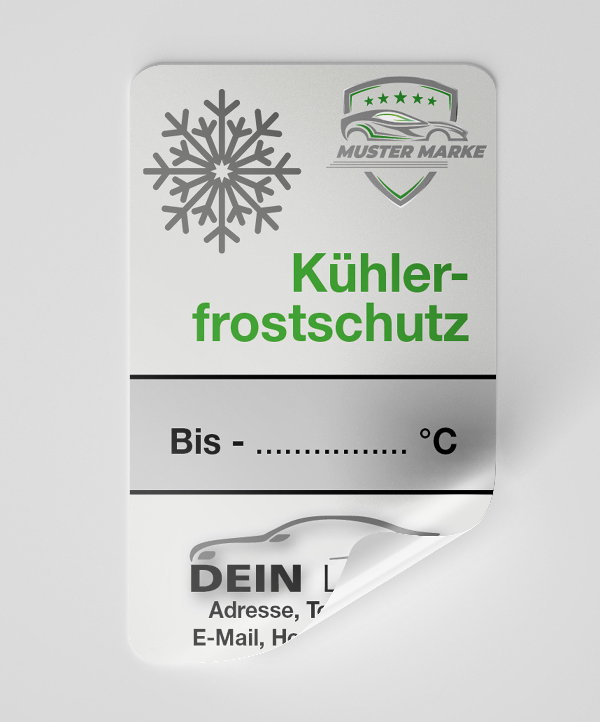 KFZ-Ku¨hlerfrostschutz-Aufkleber Grau 75 Stück Markenlogo & Firmenlogo