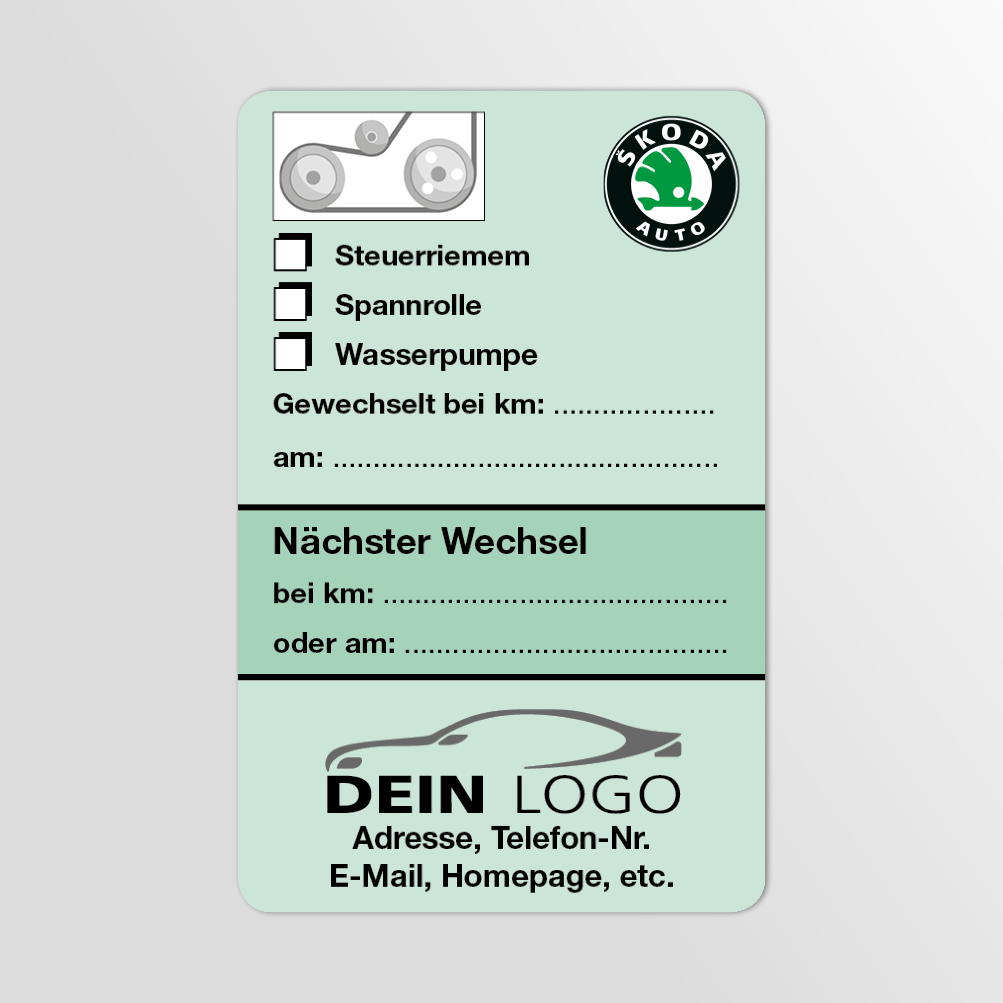 KFZ-Zahnriemen-Steuerriemen-Aufkleber Grün 500 Stück Markenlogo & Firmenlogo