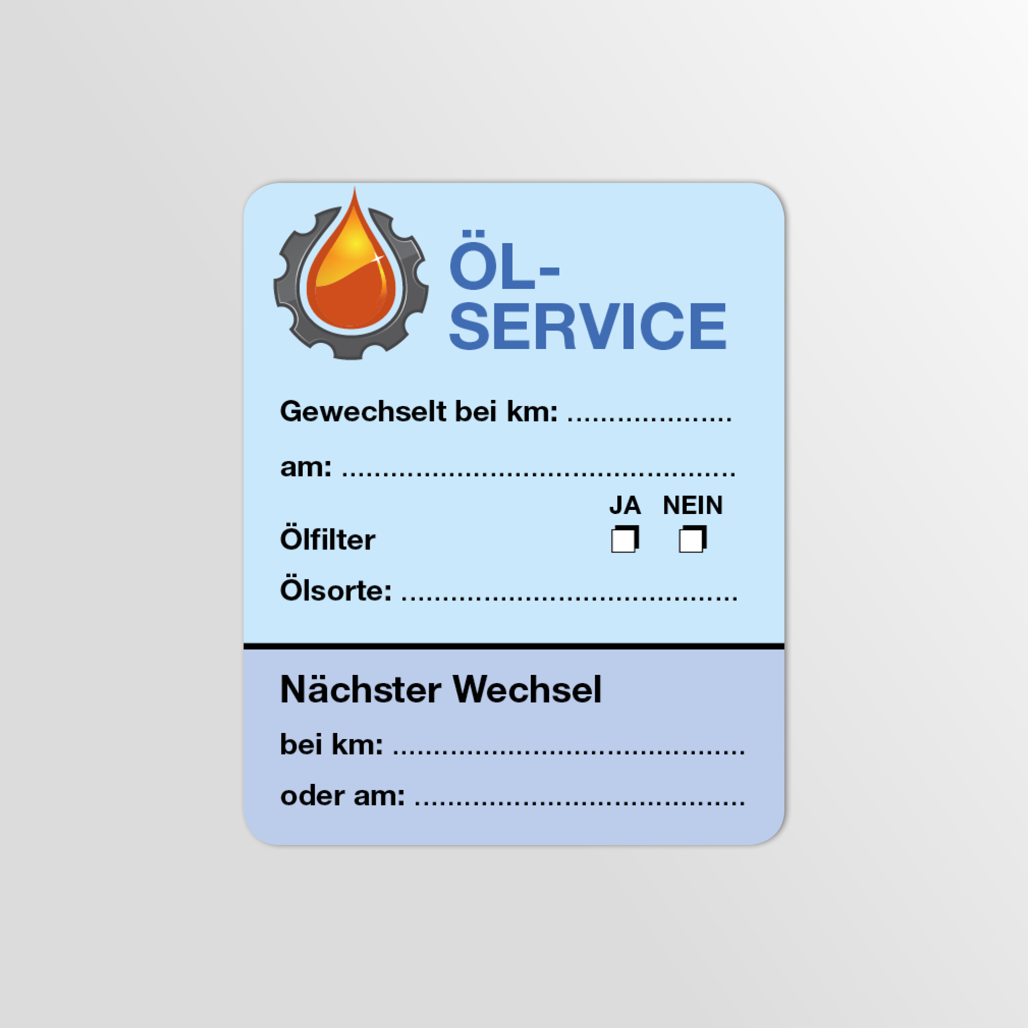 Öl-Service-Aufkleber Blau 75 Stück Blanko