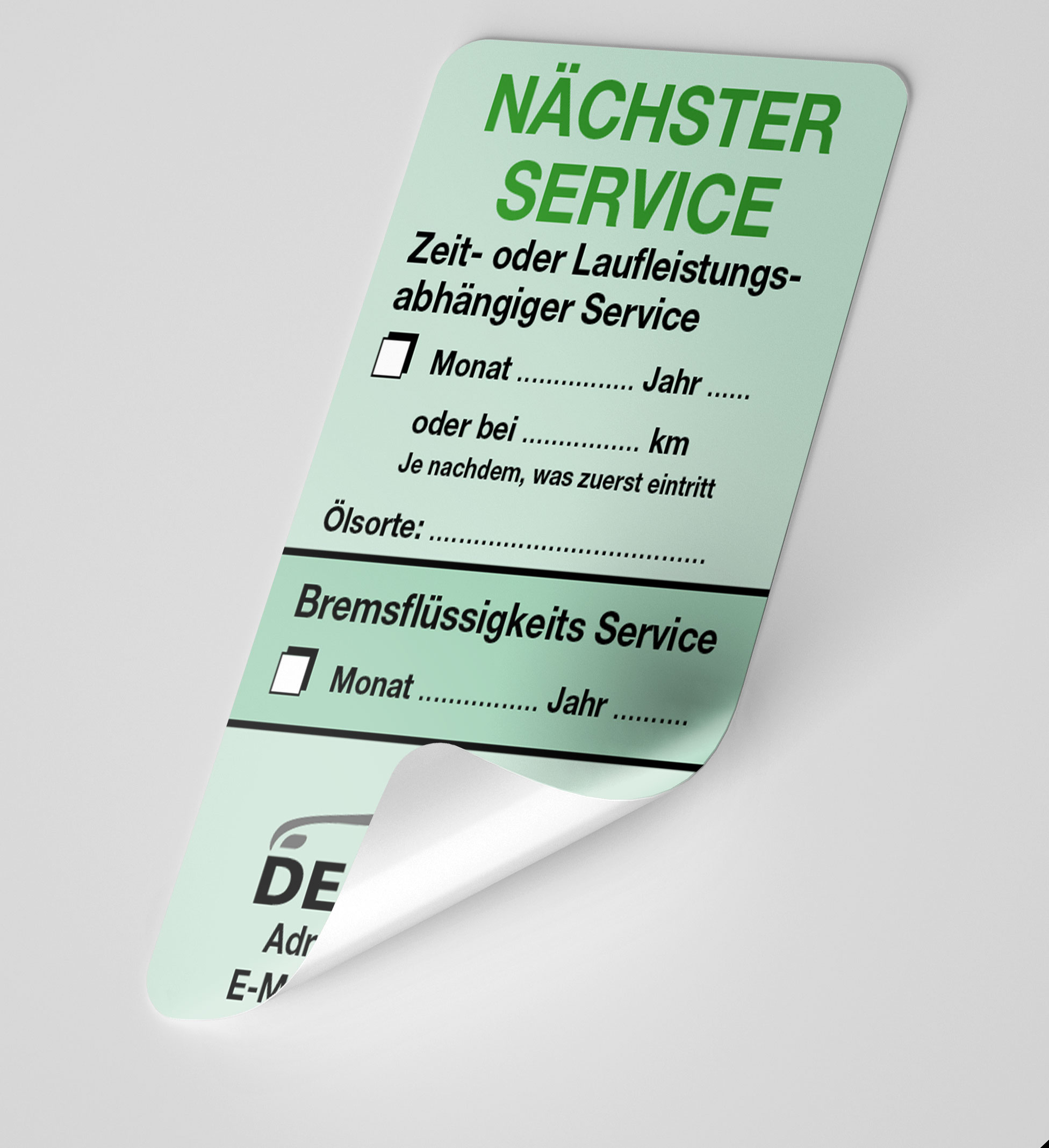 KFZ-Service-Aufkleber Grün 200 Stück Firmenlogo
