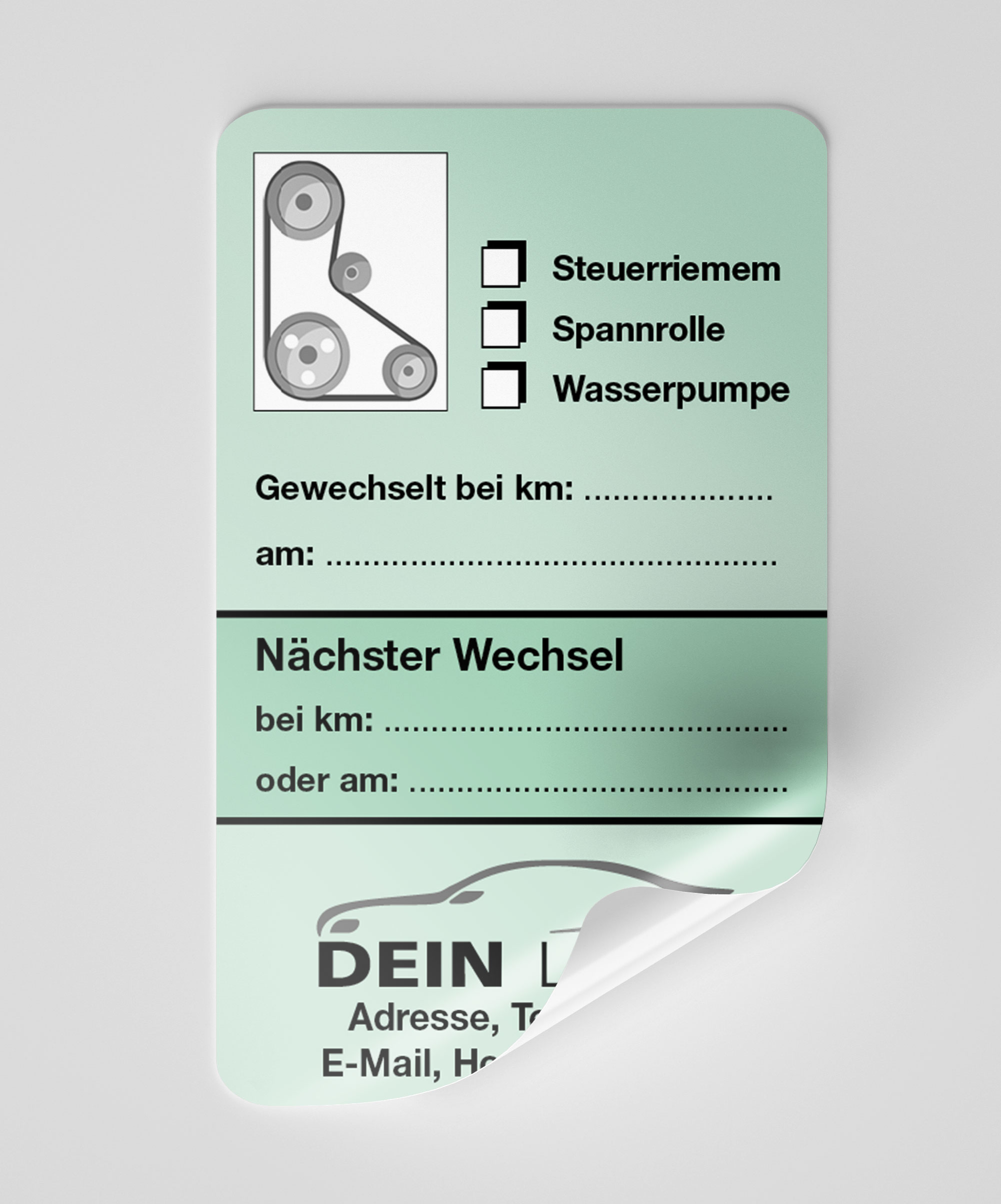 KFZ-Zahnriemen-Steuerriemen-Aufkleber Grün 75 Stück Firmenlogo