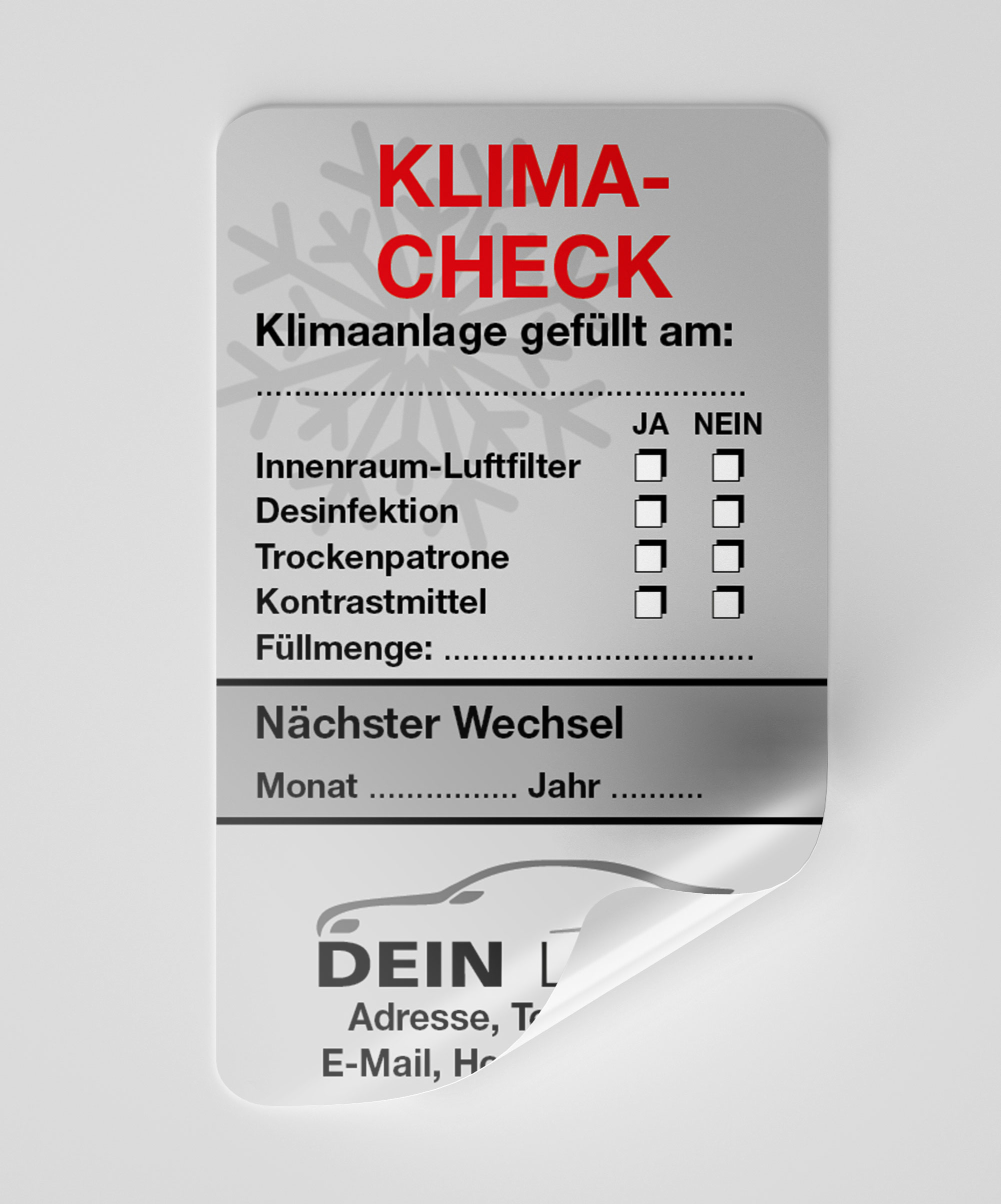 KFZ-Klima-Aufkleber Dunkel-Grau 200 Stück Firmenlogo