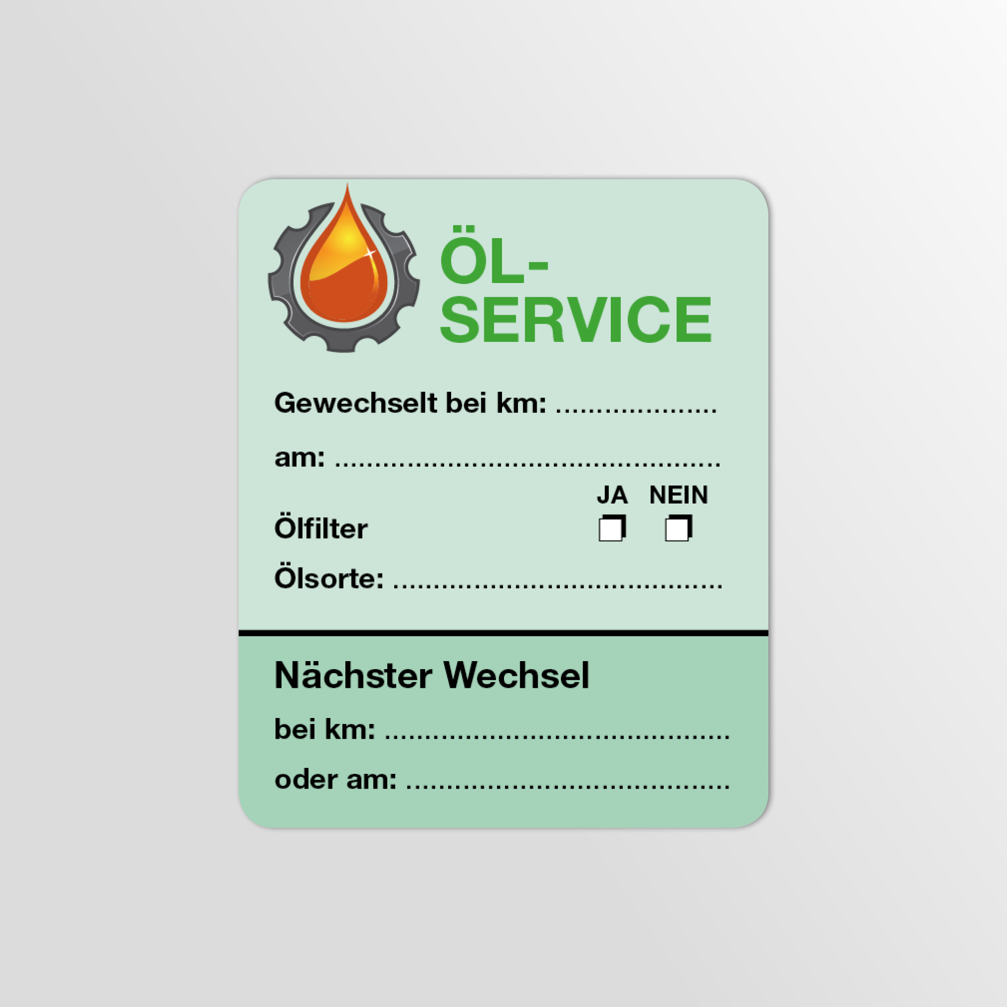 Öl-Service-Aufkleber Grün 500 Stück Blanko