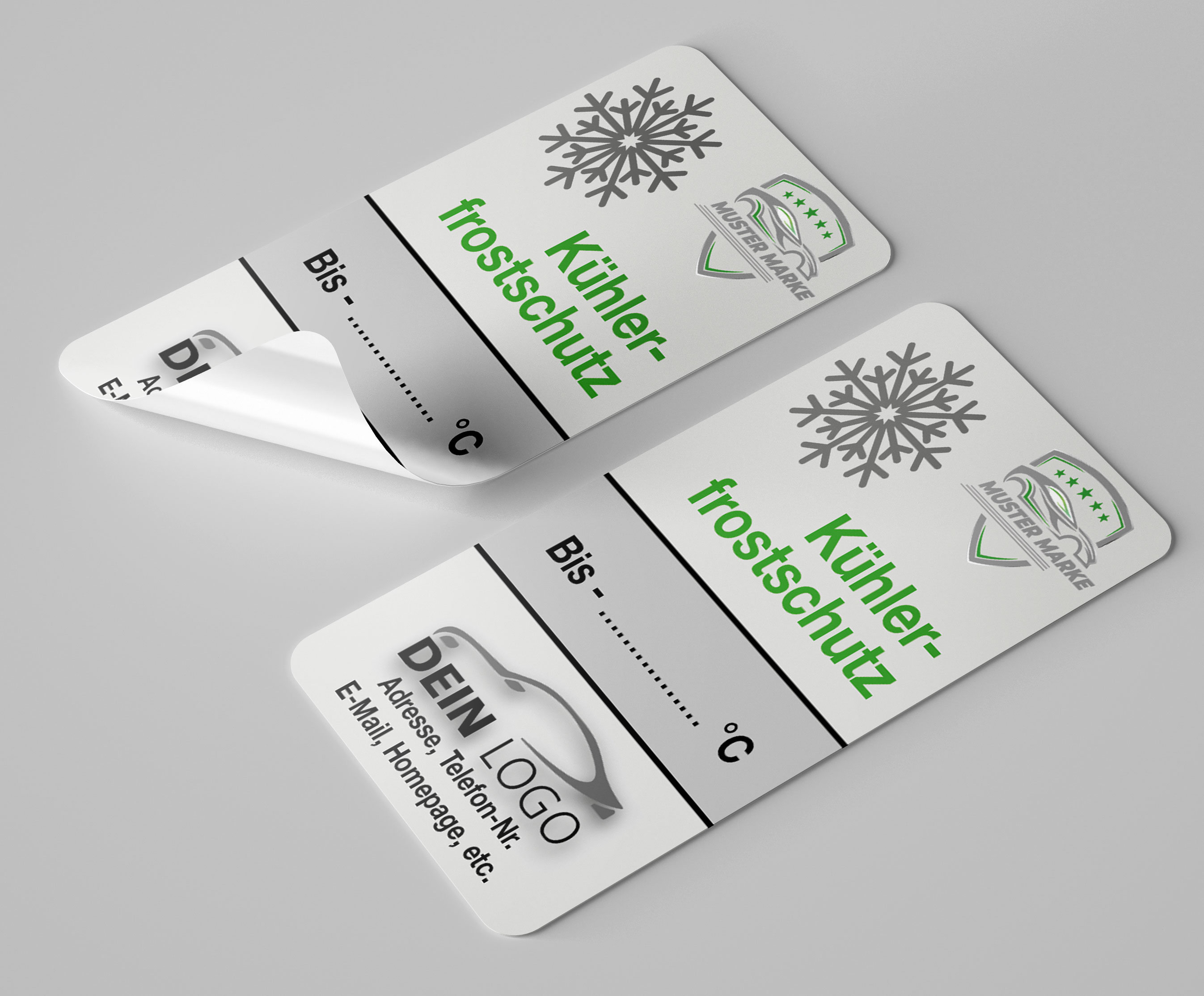 KFZ-Ku¨hlerfrostschutz-Aufkleber Grau 75 Stück Markenlogo & Firmenlogo