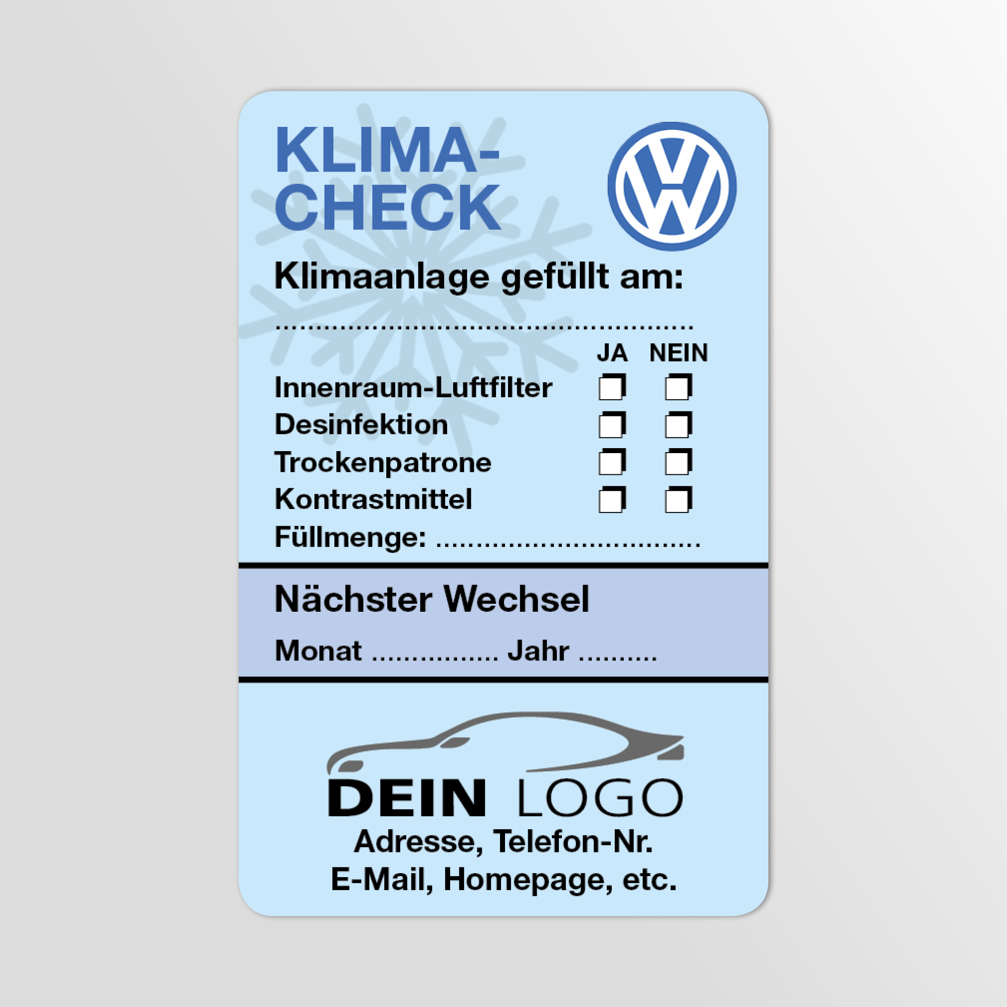 KFZ-Klima-Aufkleber Blau 150 Stück Markenlogo & Firmenlogo