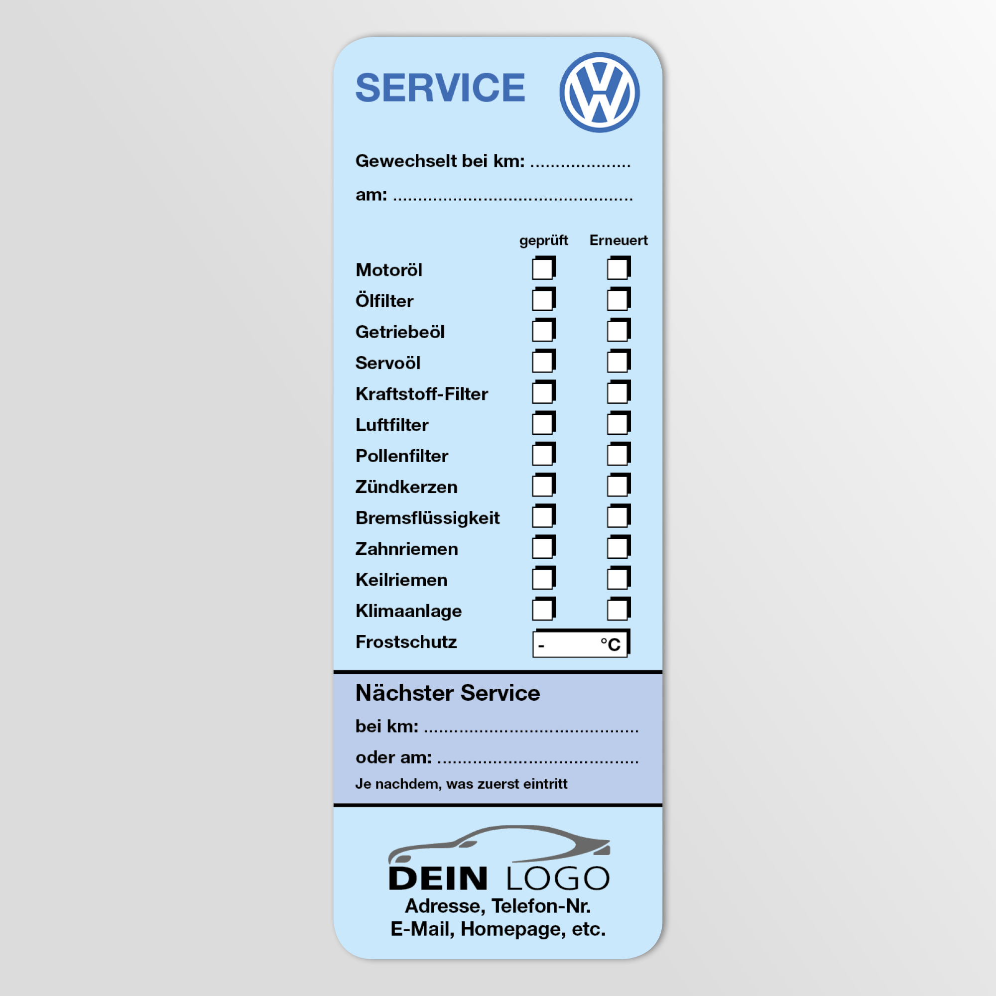 KFZ-Service-Aufkleber groß Blau 500 Stück Markenlogo & Firmenlogo
