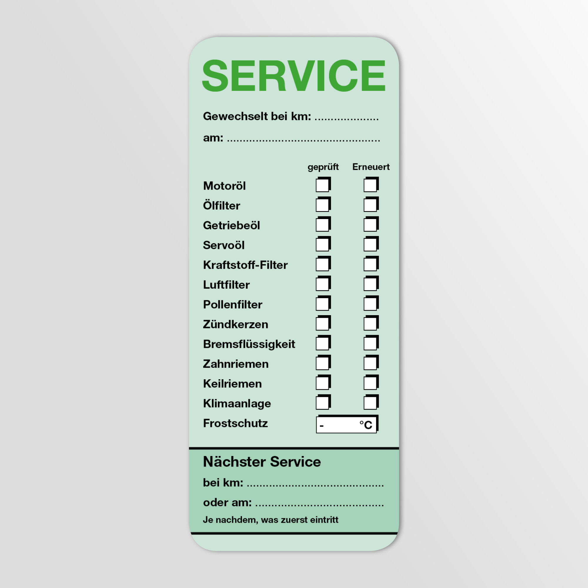 KFZ-Service-Aufkleber groß Grün 1000 Stück Blanko