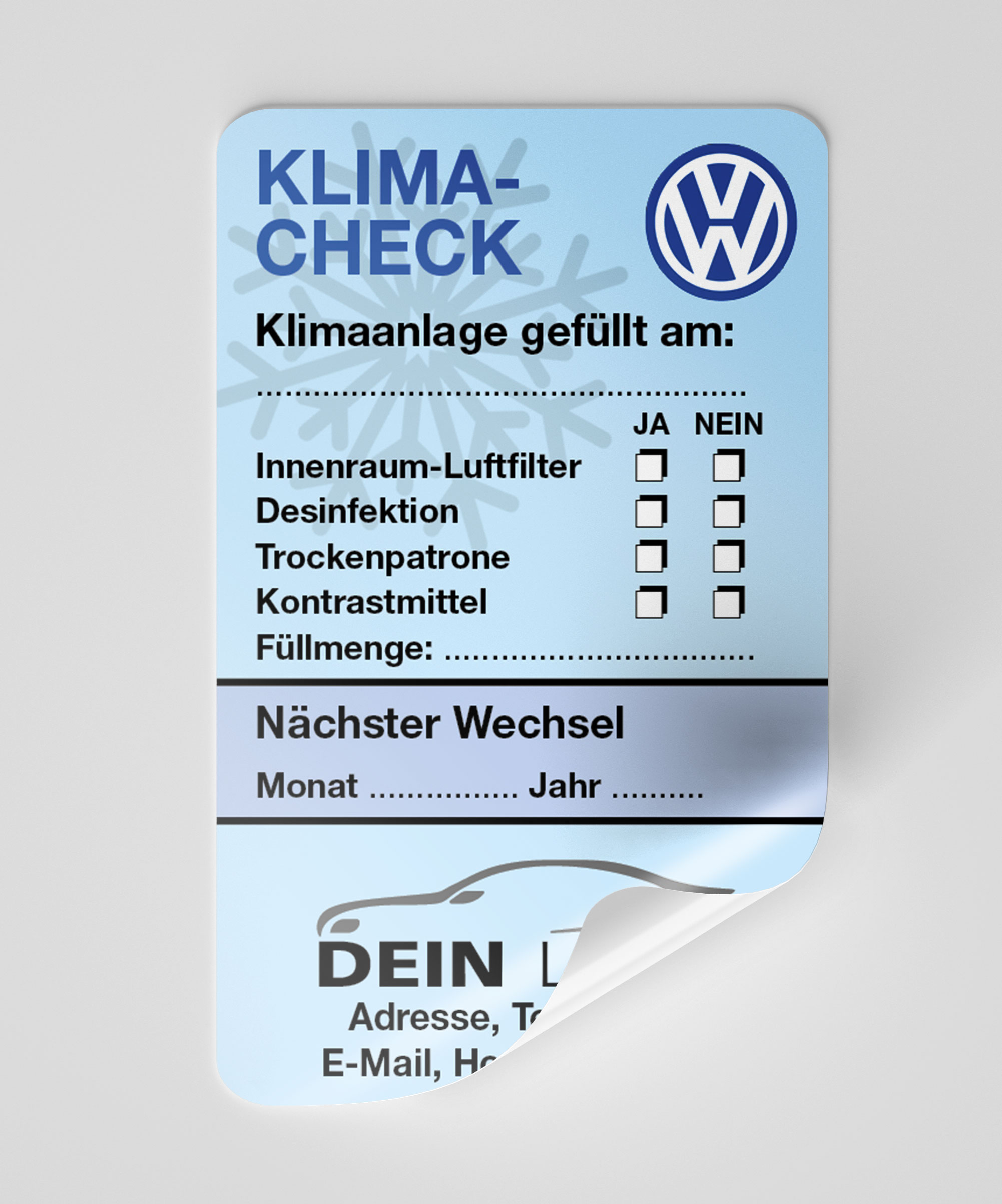 KFZ-Klima-Aufkleber Blau 150 Stück Markenlogo & Firmenlogo