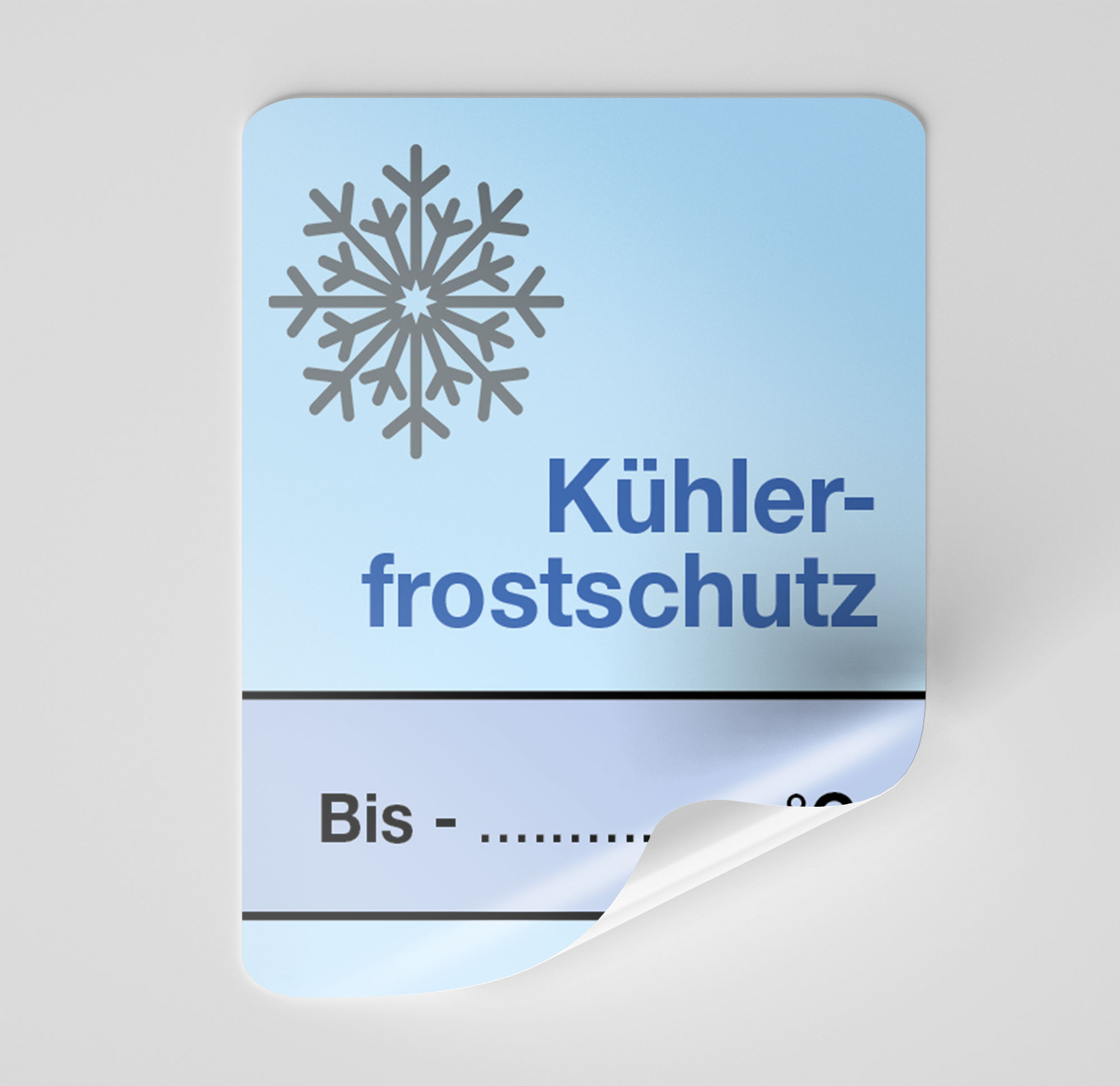 KFZ-Ku¨hlerfrostschutz-Aufkleber Blau 1000 Stück Blanko