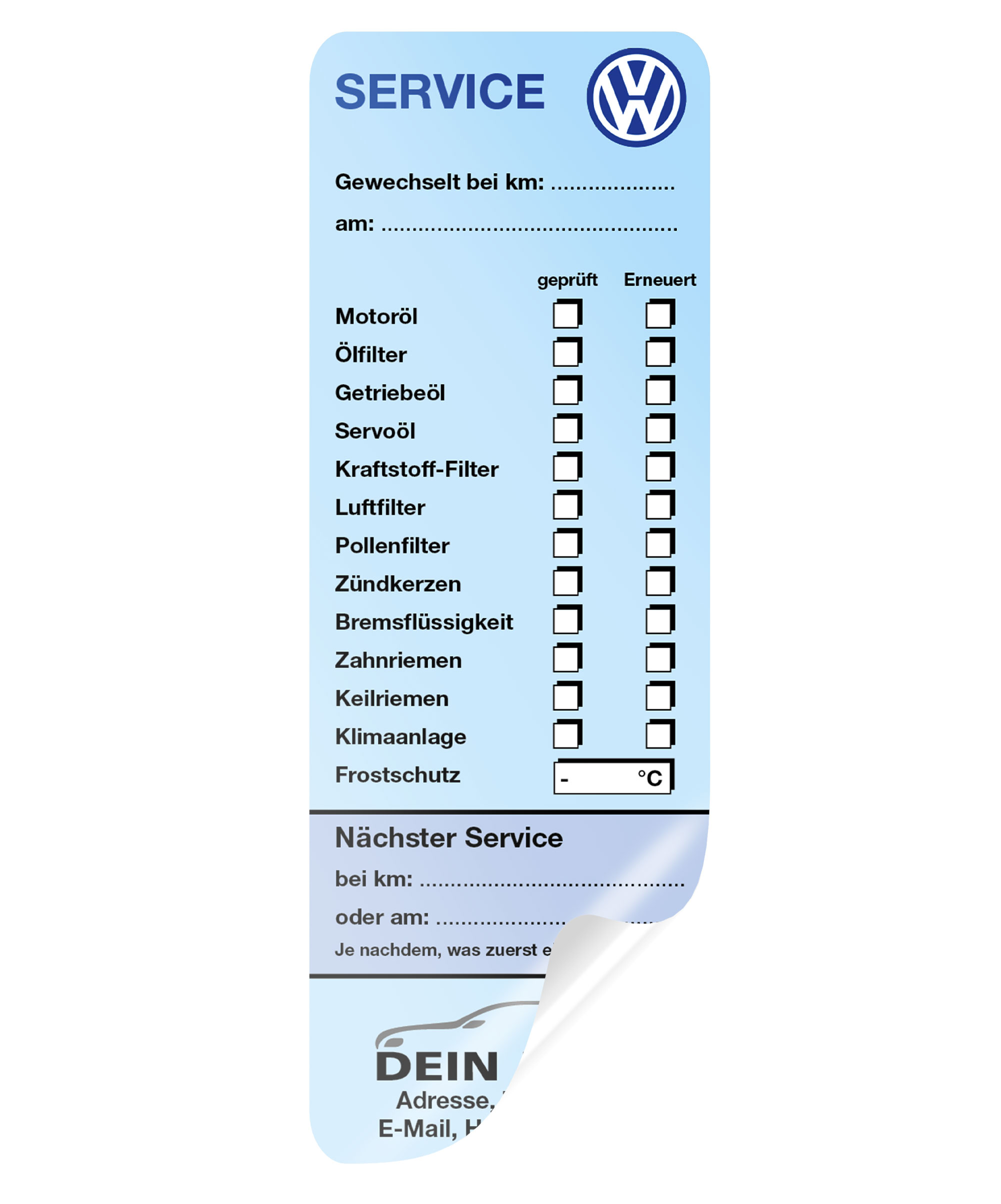 KFZ-Service-Aufkleber groß Blau 500 Stück Markenlogo & Firmenlogo