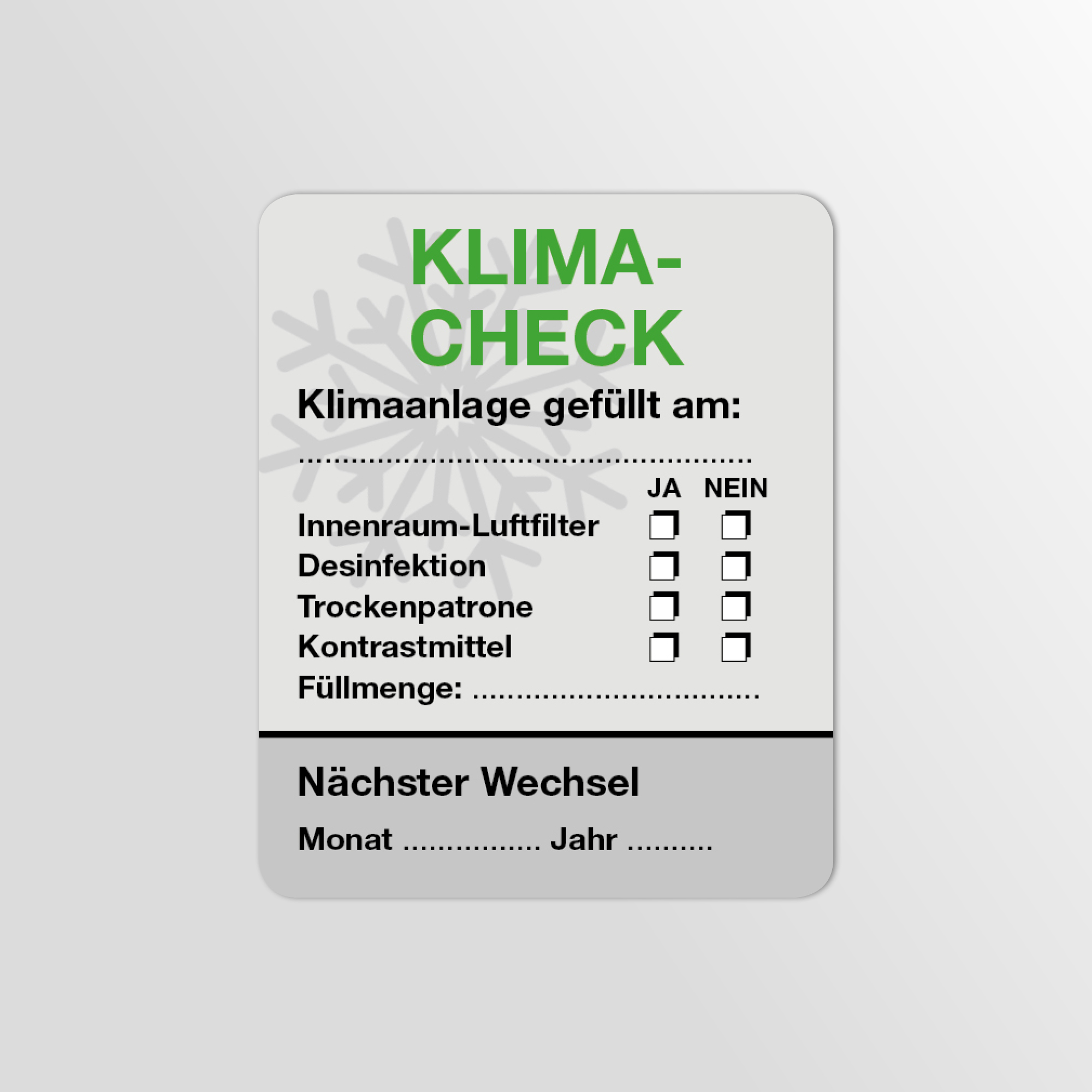 KFZ-Klima-Aufkleber Grau 1000 Stück Blanko