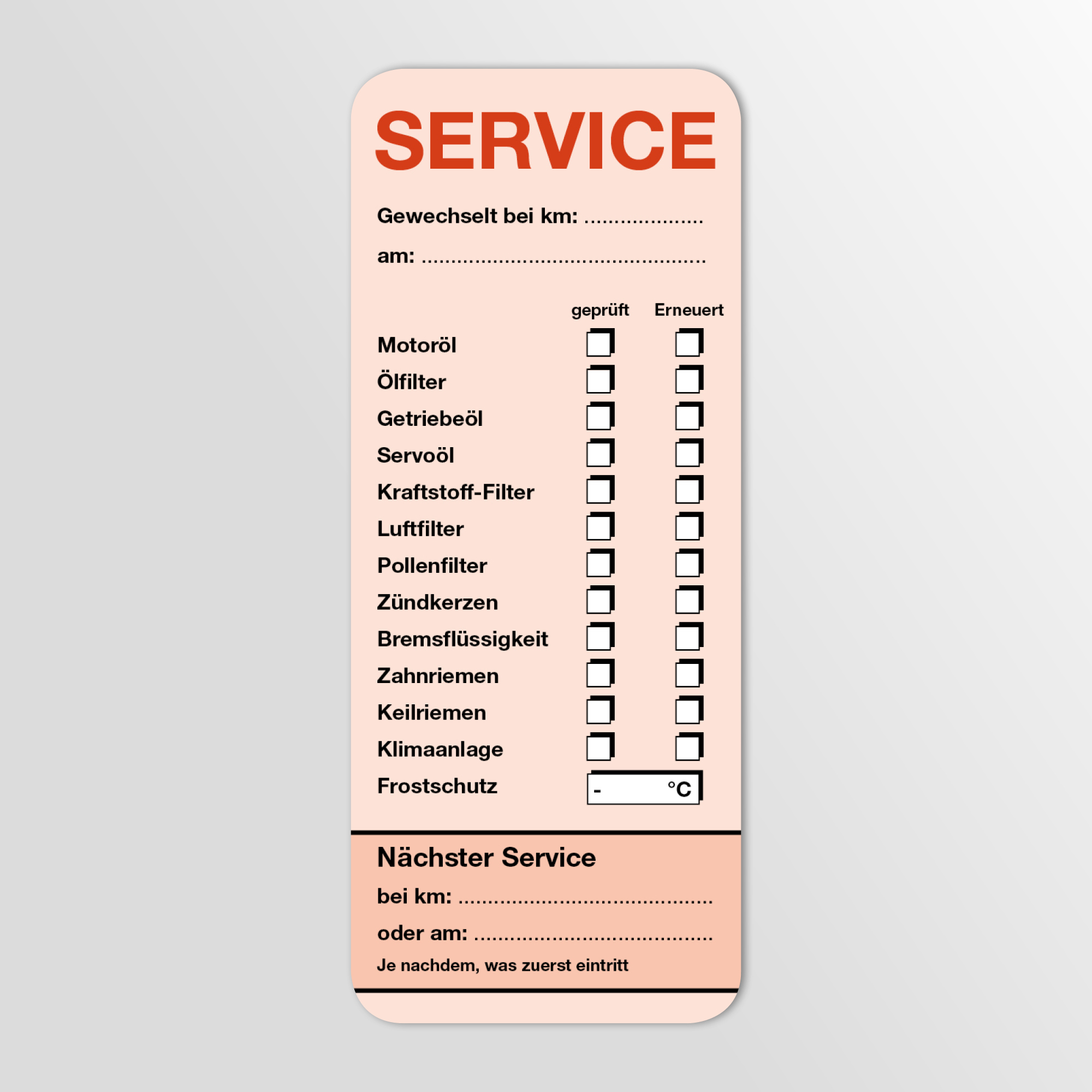 KFZ-Service-Aufkleber groß Rot 100 Stück Blanko