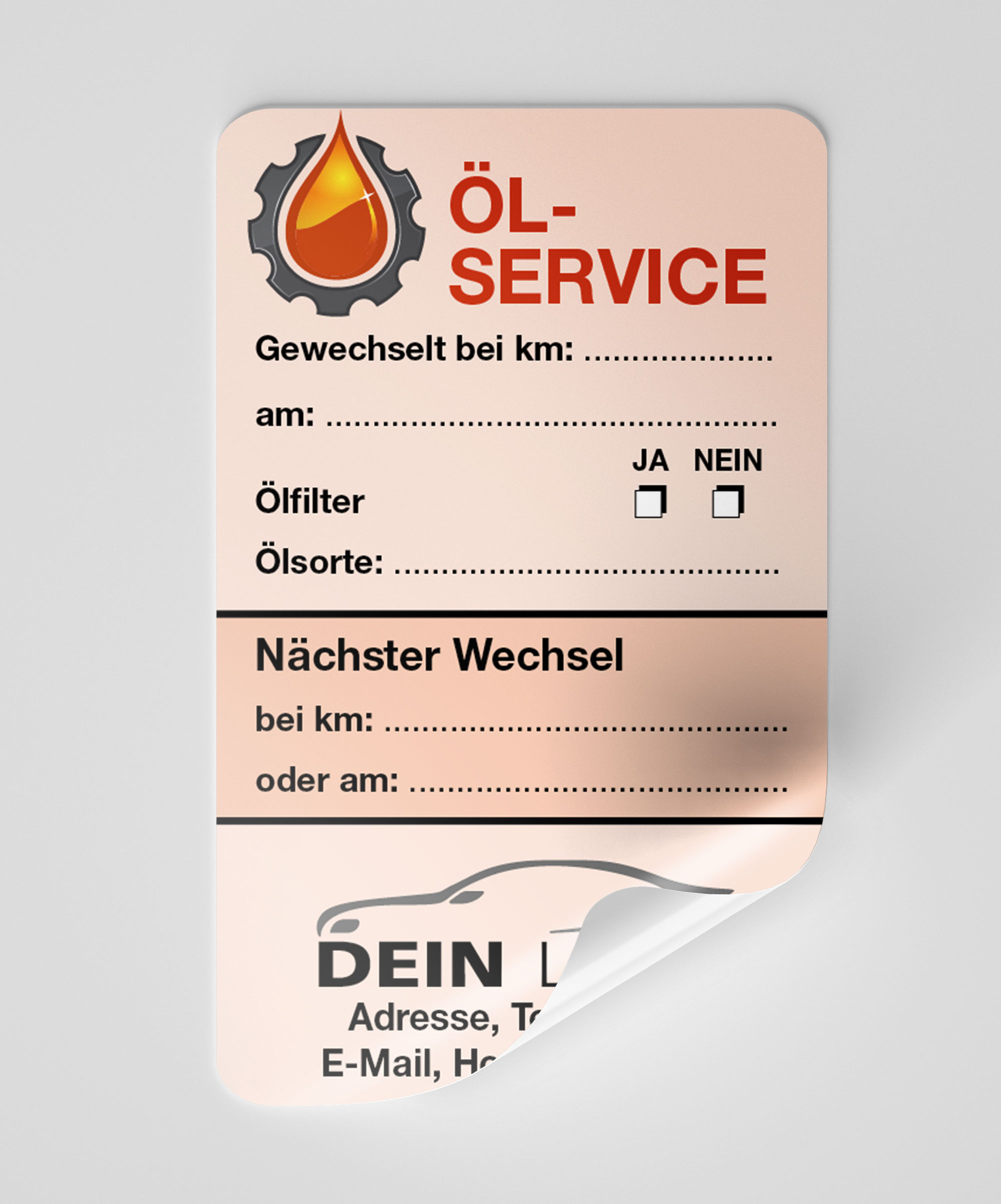 Öl-Service-Aufkleber Rot 50 Stück Firmenlogo