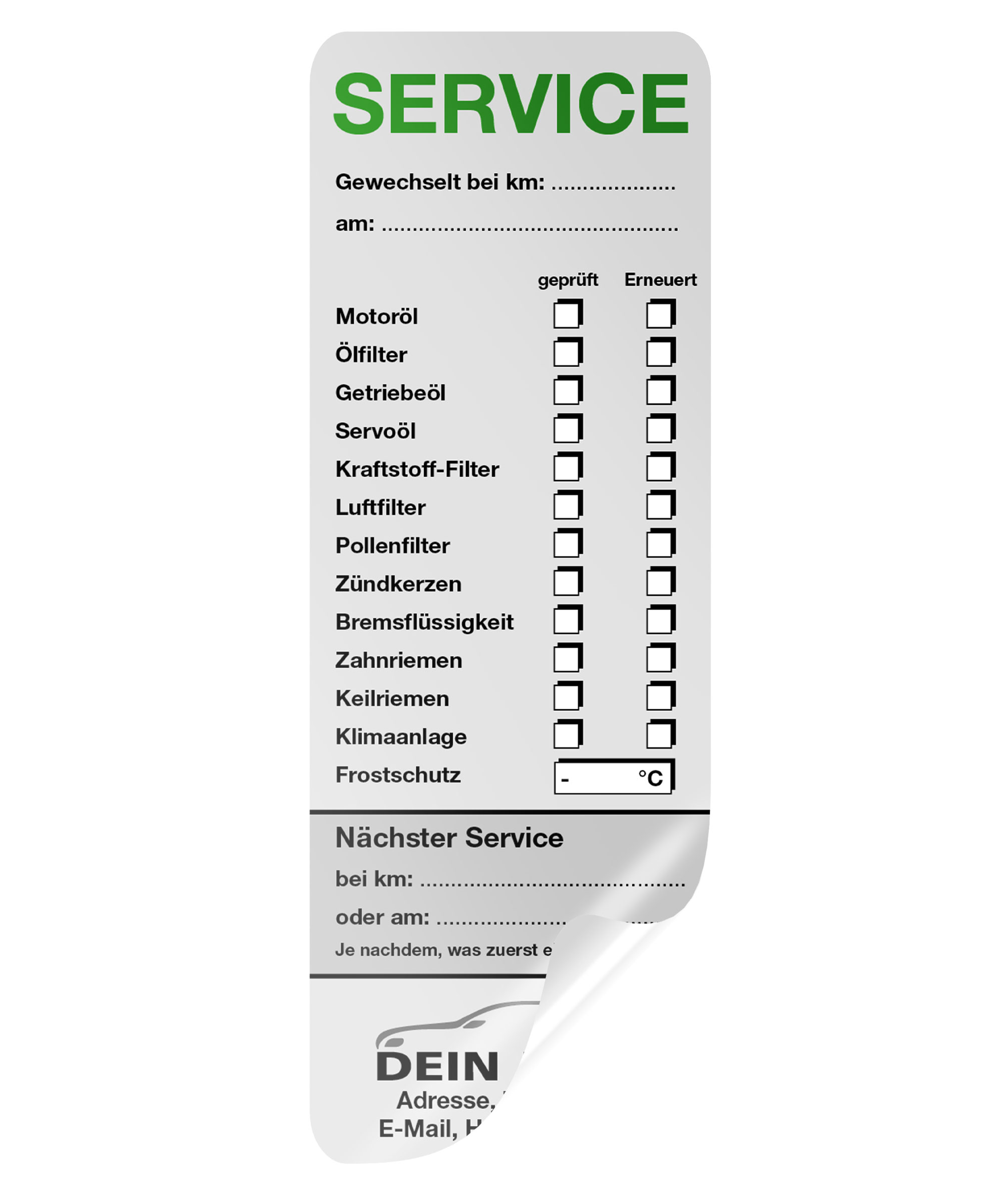KFZ-Service-Aufkleber groß Grau 1000 Stück Firmenlogo
