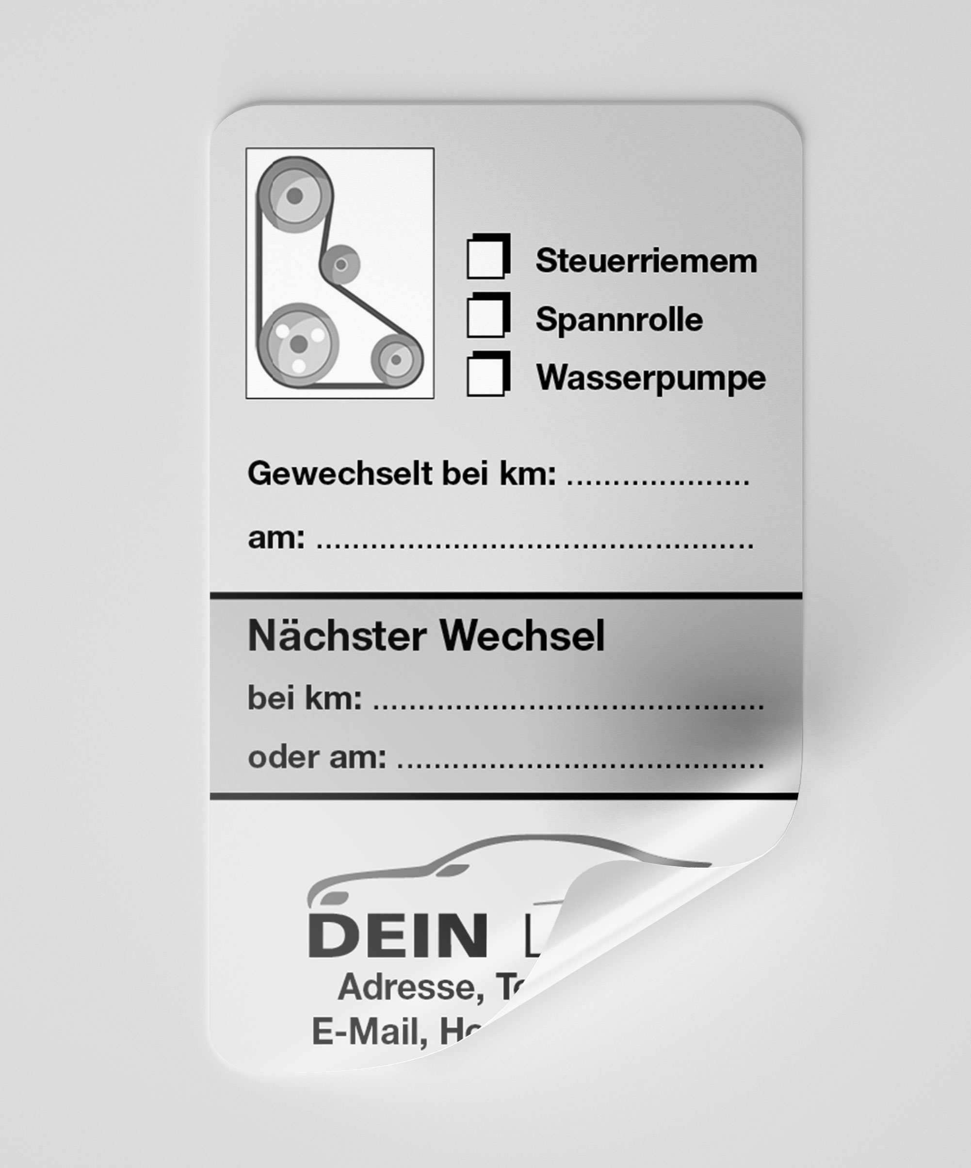 KFZ-Zahnriemen-Steuerriemen-Aufkleber Grau 100 Stück Firmenlogo