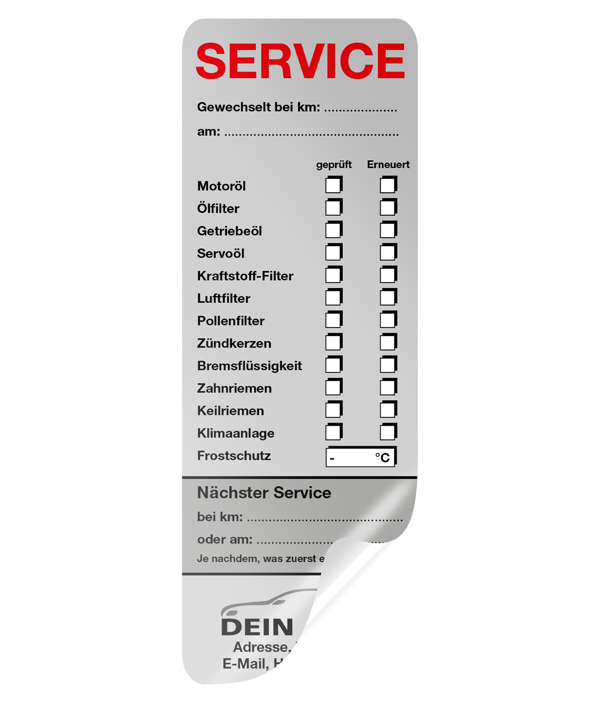 KFZ-Service-Aufkleber groß Dunkel-Grau 75 Stück Firmenlogo