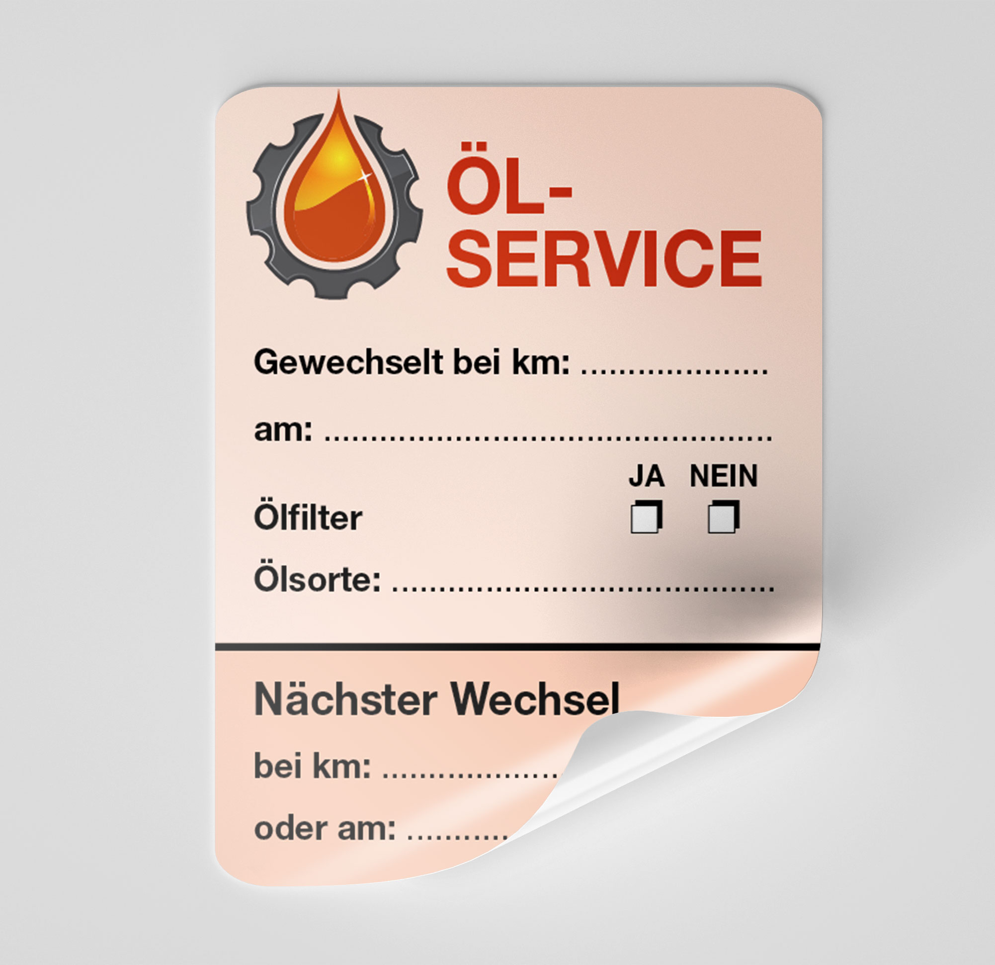 Öl-Service-Aufkleber Rot 25 Stück Blanko