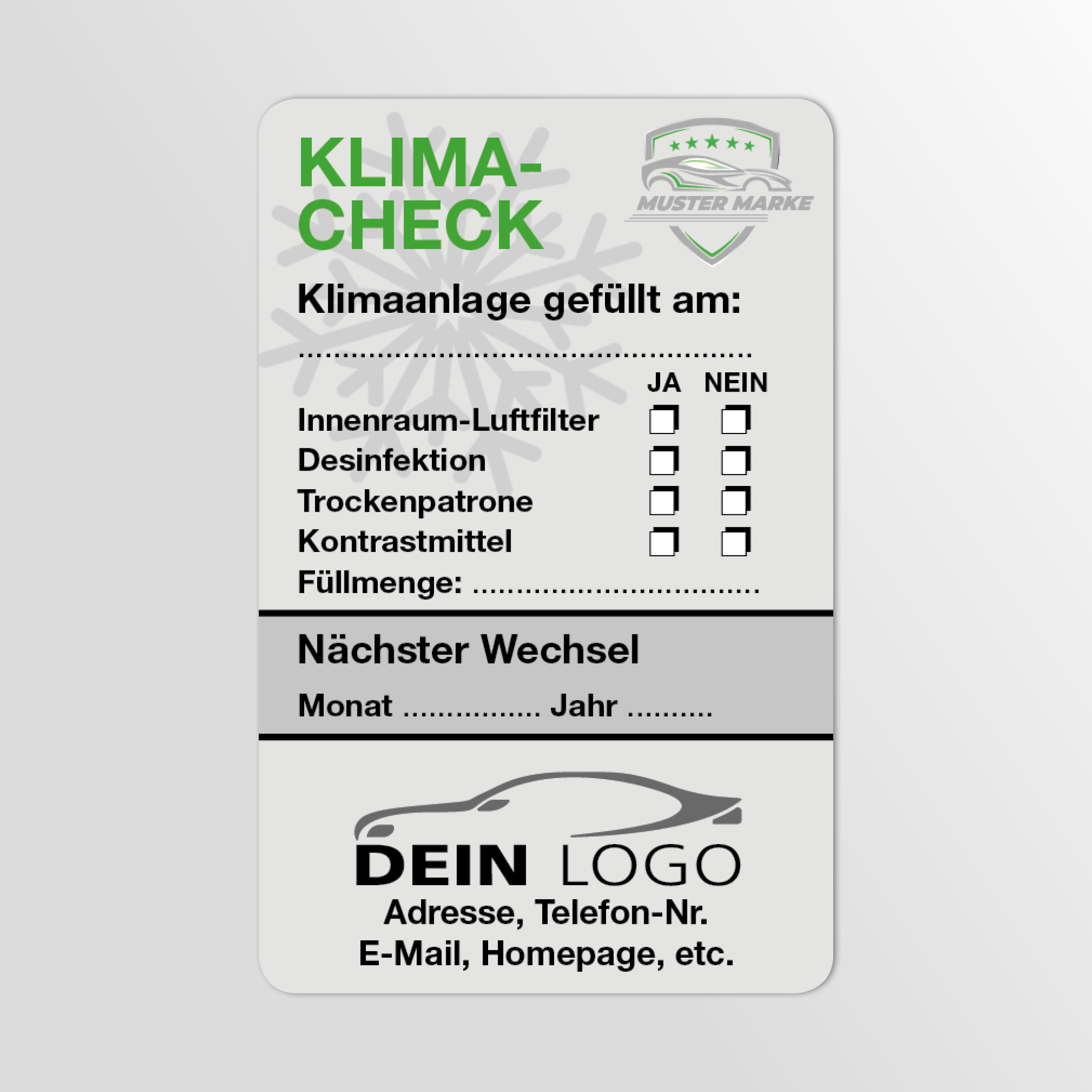 KFZ-Klima-Aufkleber Grau 75 Stück Markenlogo & Firmenlogo