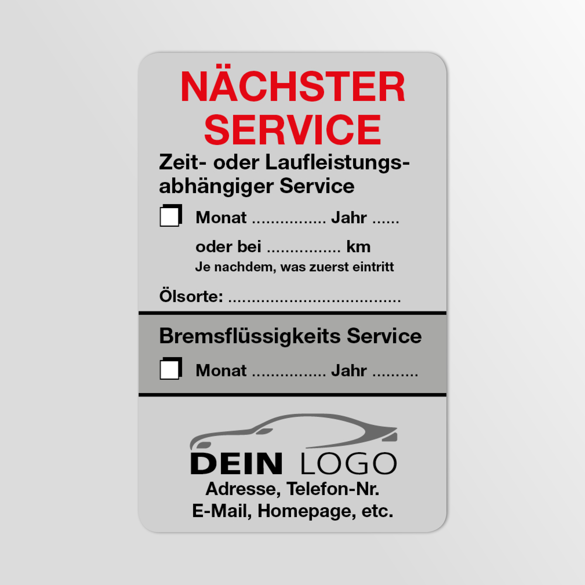 KFZ-Service-Aufkleber Dunkel-Grau 500 Stück Firmenlogo
