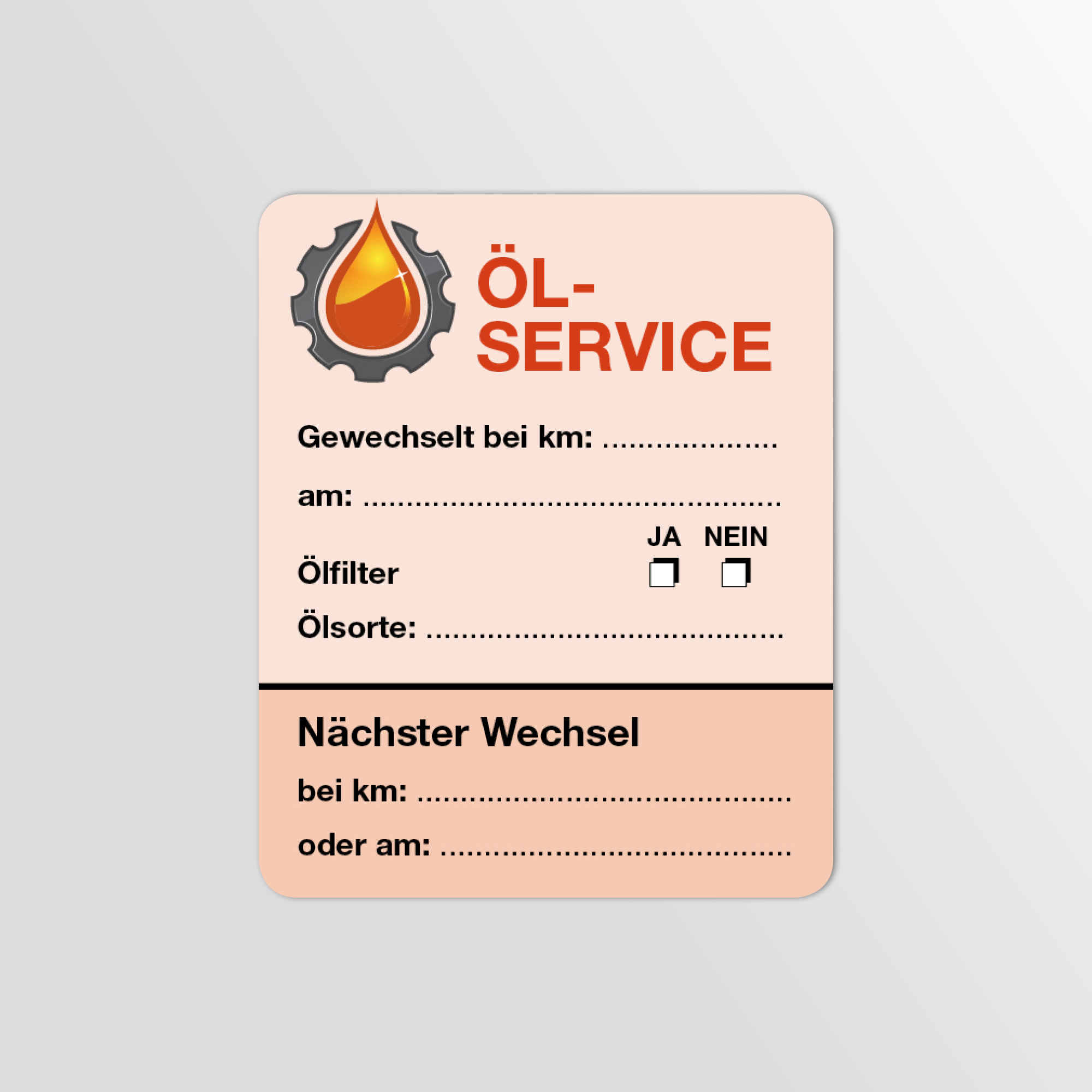 Öl-Service-Aufkleber Rot 25 Stück Blanko