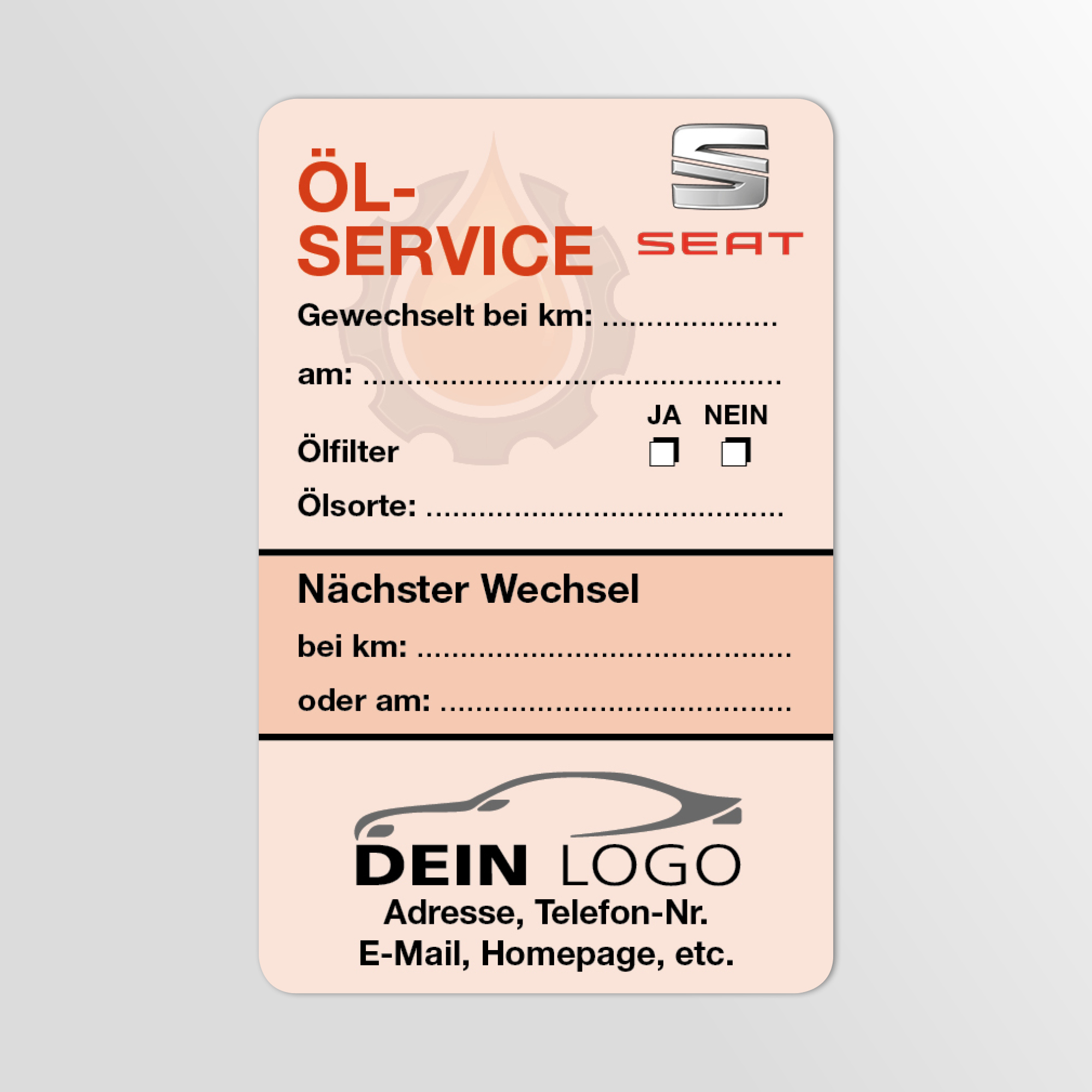 Öl-Service-Aufkleber Rot 500 Stück Markenlogo & Firmenlogo