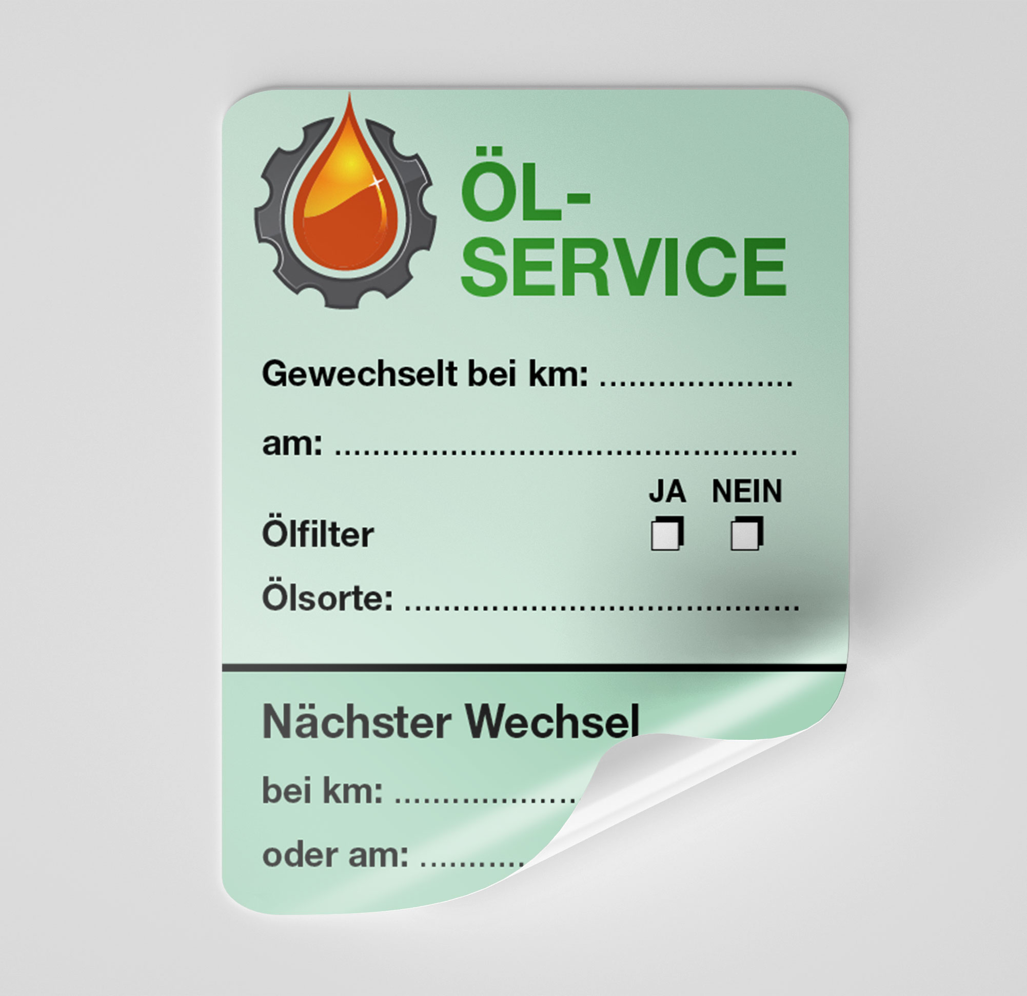 Öl-Service-Aufkleber Grün 500 Stück Blanko