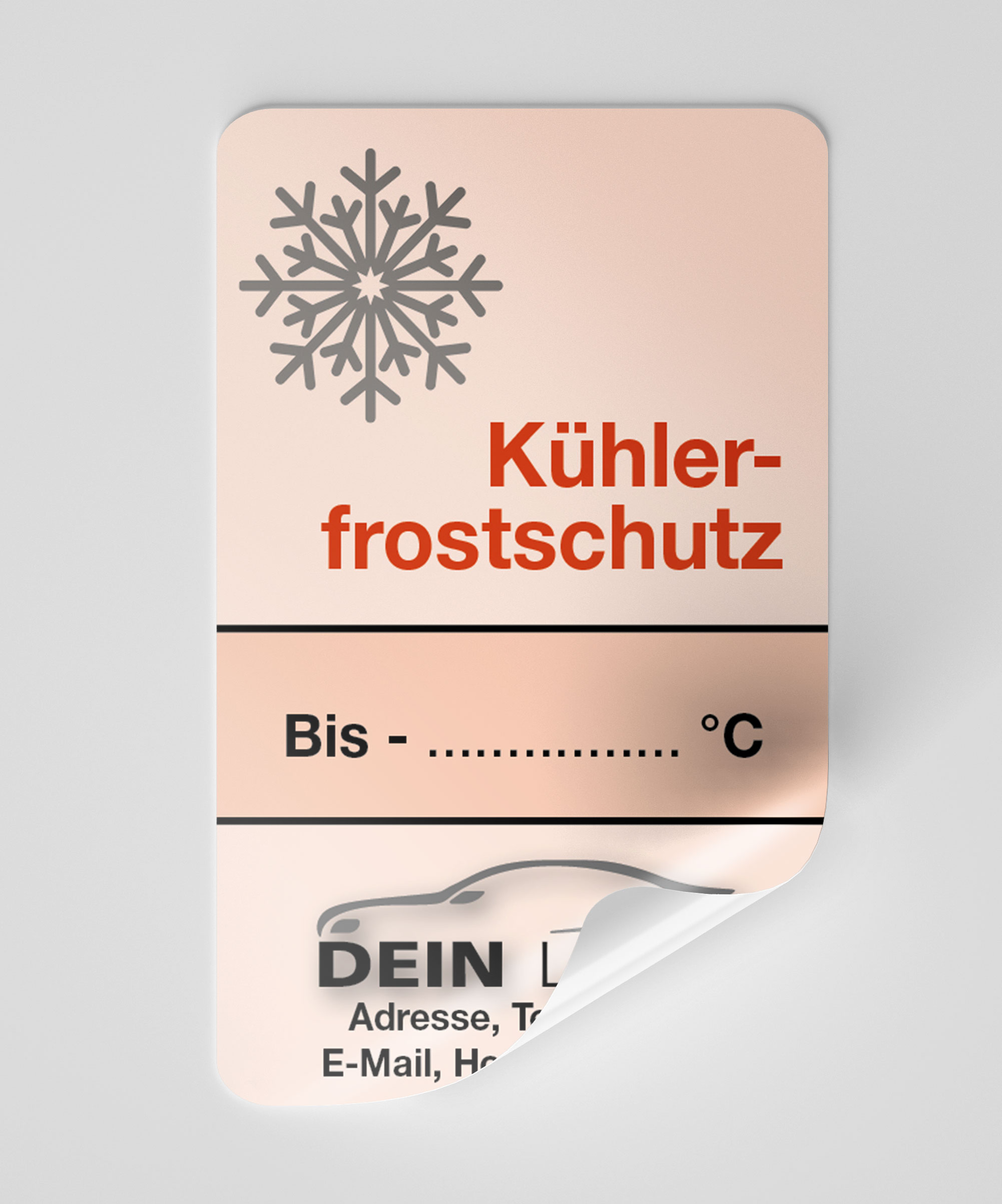 KFZ-Ku¨hlerfrostschutz-Aufkleber Rot 1000 Stück Firmenlogo
