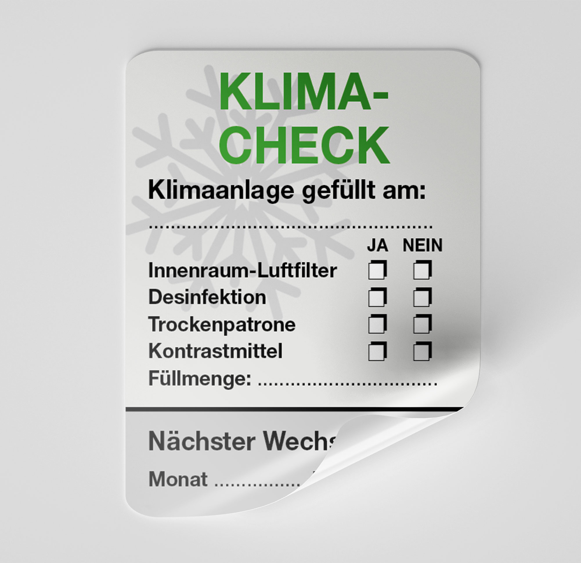 KFZ-Klima-Aufkleber Grau 1000 Stück Blanko