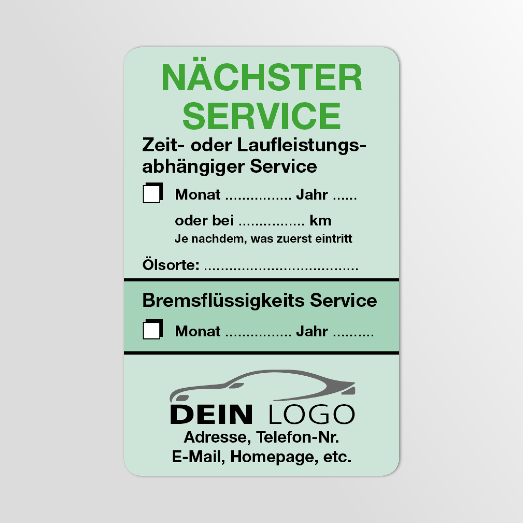 KFZ-Service-Aufkleber Grün 200 Stück Firmenlogo