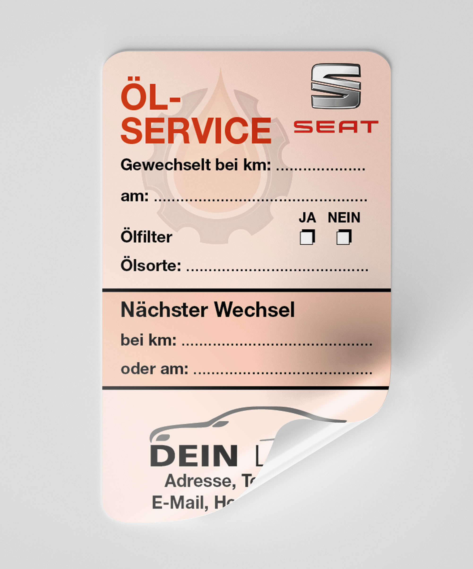 Öl-Service-Aufkleber Rot 500 Stück Markenlogo & Firmenlogo