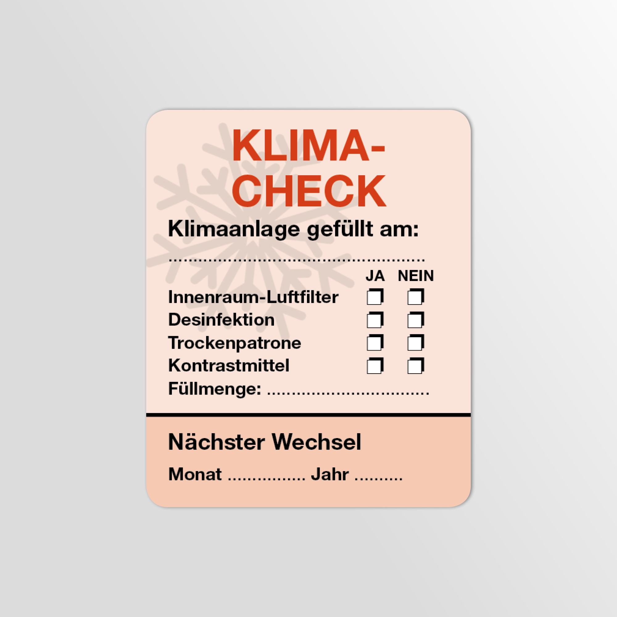 KFZ-Klima-Aufkleber Rot 1000 Stück Blanko